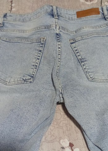 Loose Fit Mavi Mini Denim Şort - Görsel 7