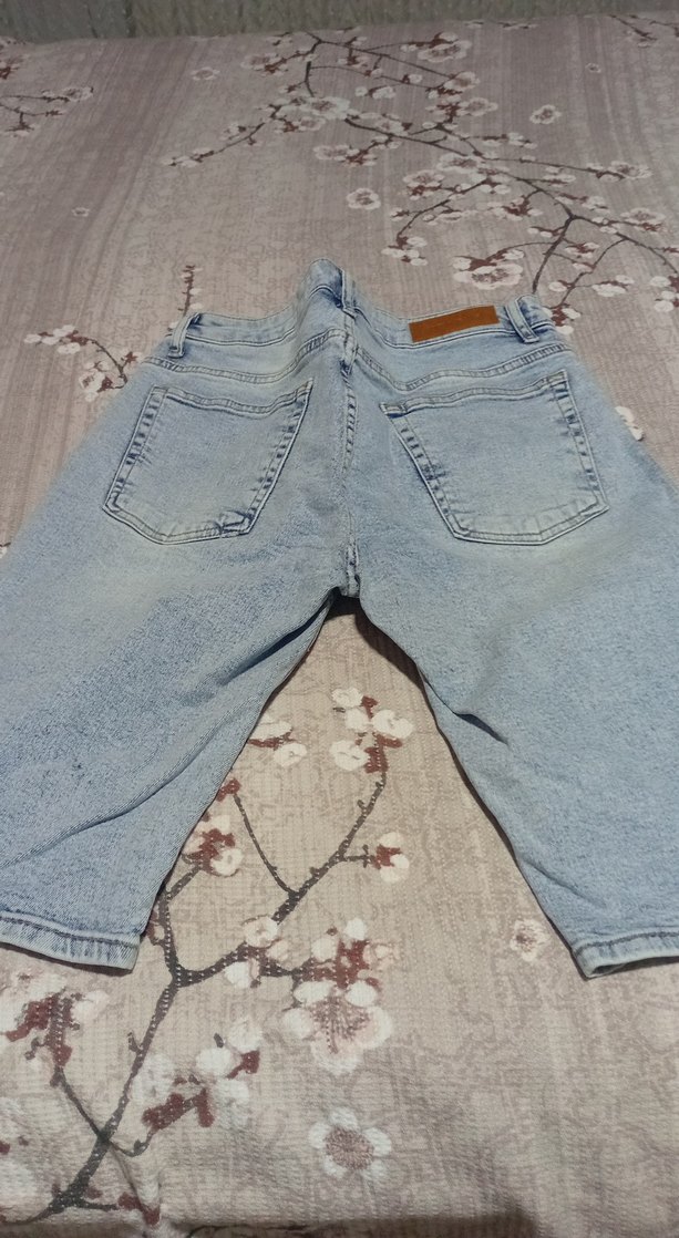 Loose Fit Mavi Mini Denim Şort - Görsel 5