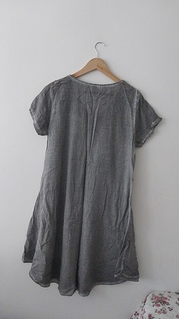 İpekçi Buzgulu Cepli Keten Elbise - Görsel 2