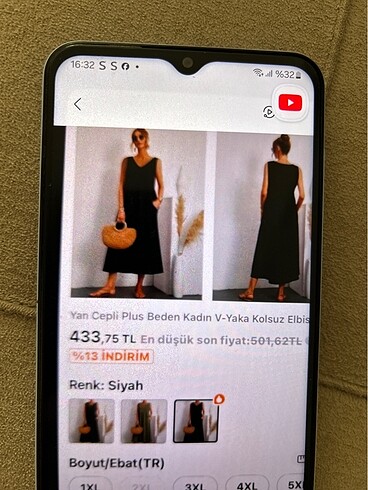 xl Beden siyah Renk Temu Elbise