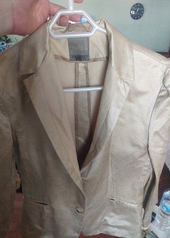 Vakkorama Bej Kadin Dugmeli Midi Blazer