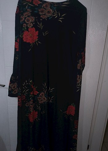 Siyah Çiçekli Bohem Uzun Elbise - Görsel 2