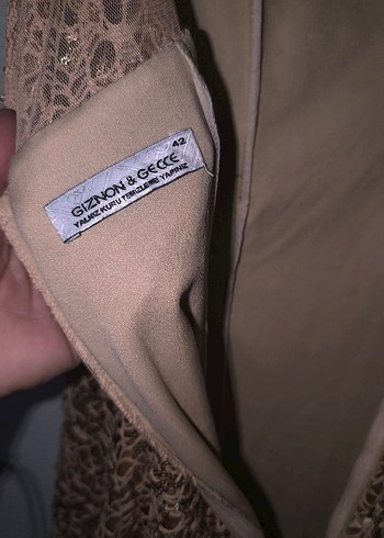 Bej Dantelli Uzun Abiye Elbise - Görsel 3