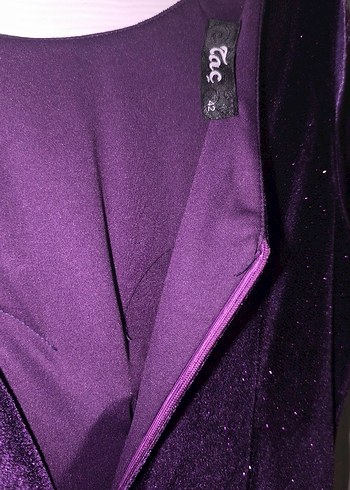 Koyu Mor Drapeli Uzun Kadın Abiye Elbise - Görsel 4