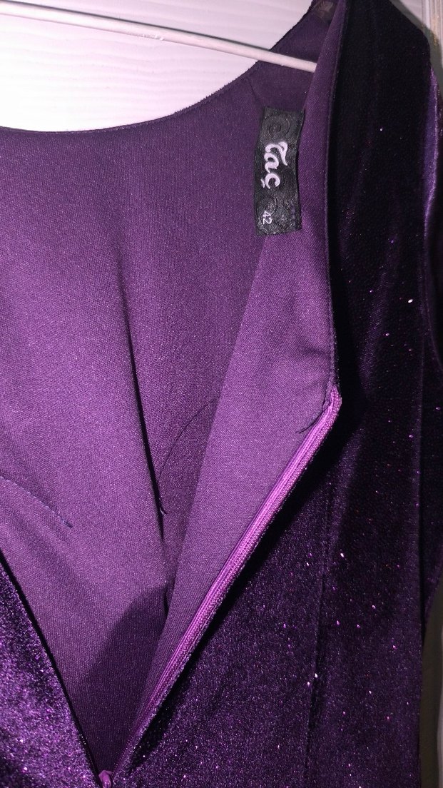 Koyu Mor Drapeli Uzun Kadın Abiye Elbise - Görsel 4