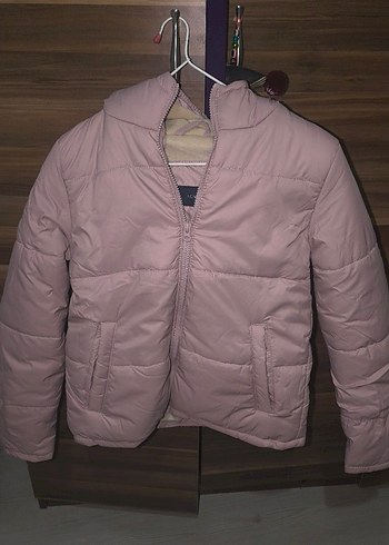 Kız Çocuk Pembe Kapüşonlu Mont - Görsel 2