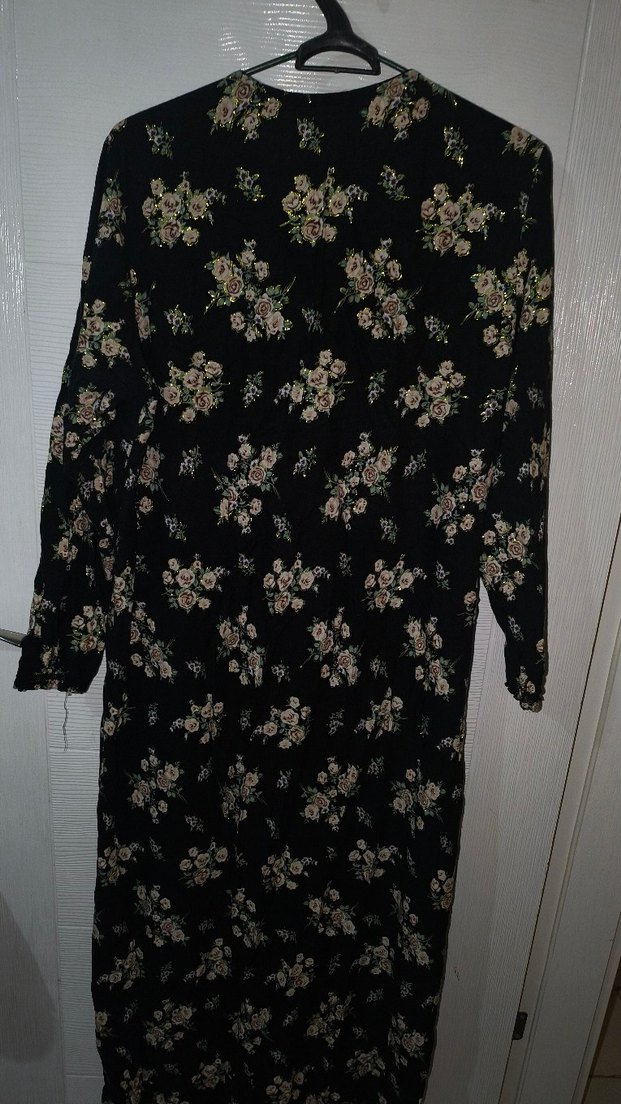 Dantel Detaylı Nakışlı Siyah Bohem Uzun Elbise - Görsel 3