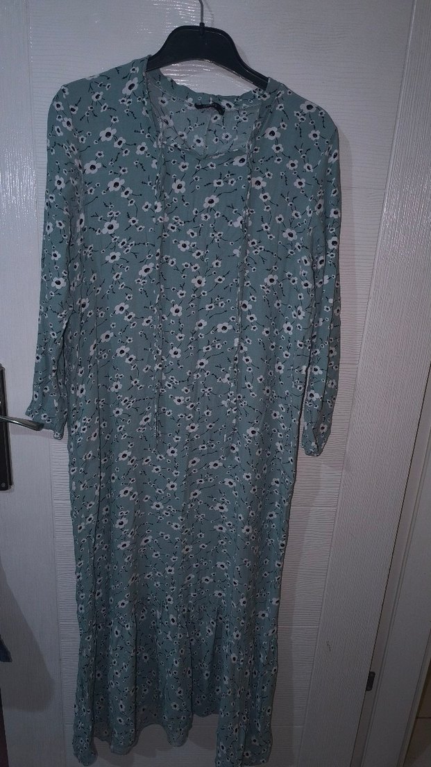 Gri Uzun Kollu Bohem Elbise - Görsel 2