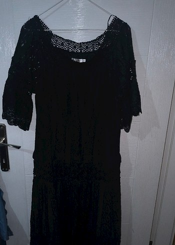 Dantel Detaylı Siyah Midi Gotik Elbise - Görsel 2