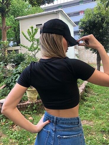 Zara Fitilli Siyah Crop