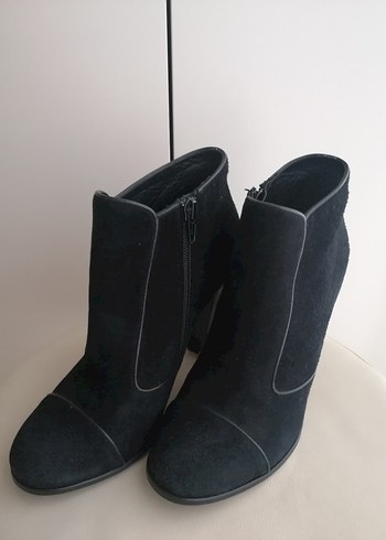 Hakiki Deri Siyah Süet Kadın Bot - Görsel 3