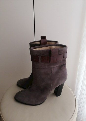 Kahverengi Süet Stiletto Topuklu Kadın Bot - Görsel 2