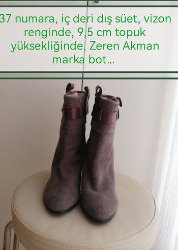 Kahverengi Süet Stiletto Topuklu Kadın Bot - Görsel 8