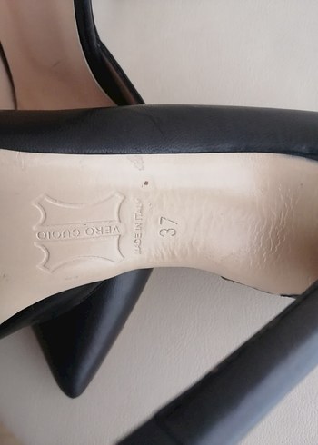 Siyah Deri Stiletto Topuklu Kadın Ayakkabı - Görsel 6