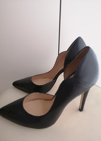 Siyah Deri Stiletto Topuklu Kadın Ayakkabı - Görsel 2