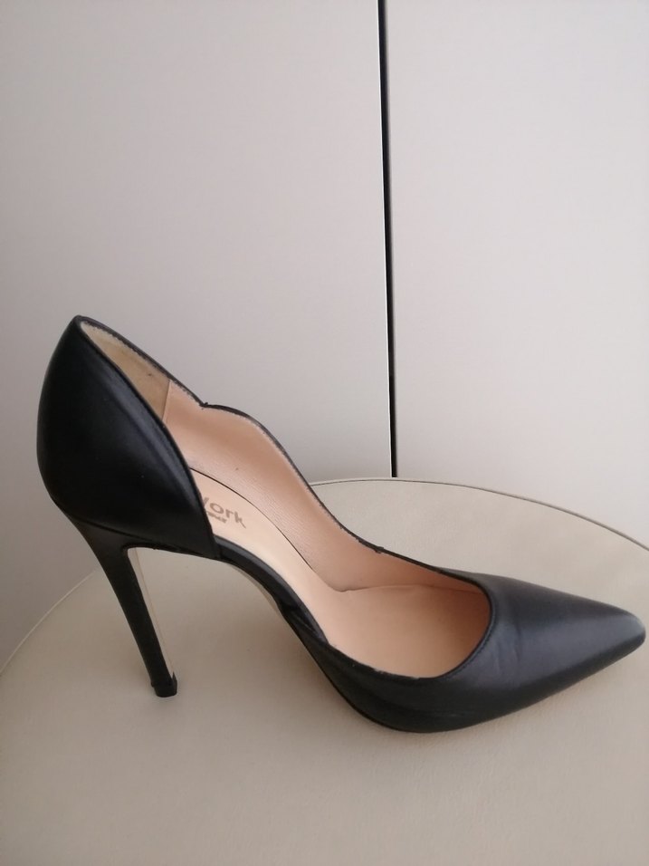 Siyah Deri Stiletto Topuklu Kadın Ayakkabı - Görsel 4