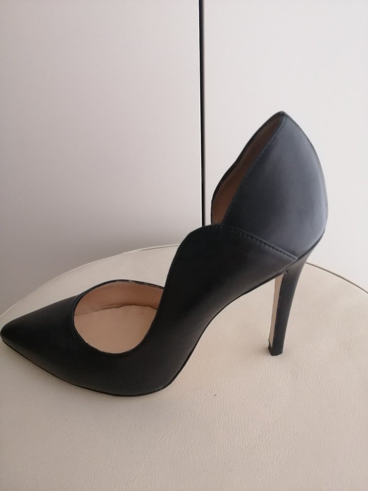 Siyah Deri Stiletto Topuklu Kadın Ayakkabı - Görsel 3