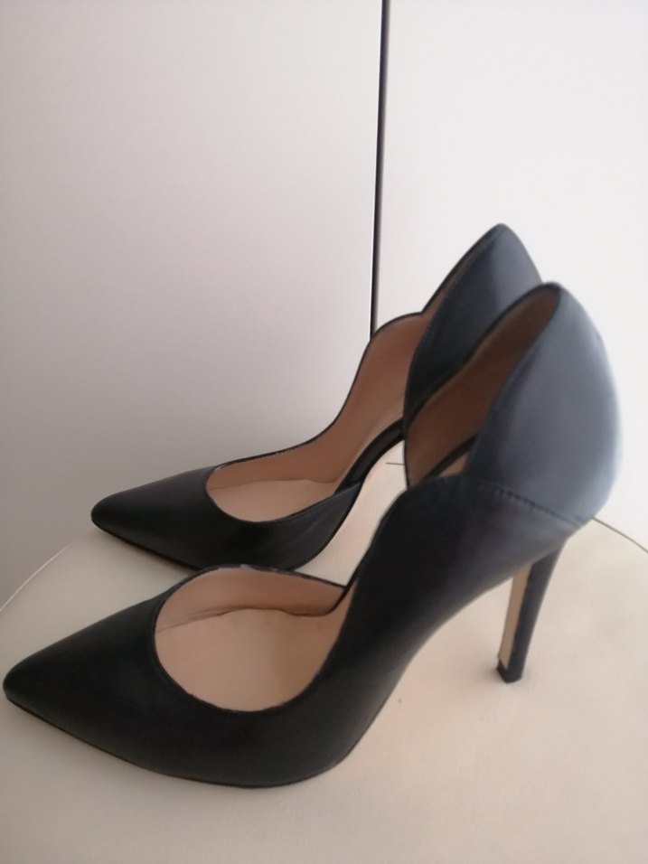 Siyah Deri Stiletto Topuklu Kadın Ayakkabı - Görsel 2