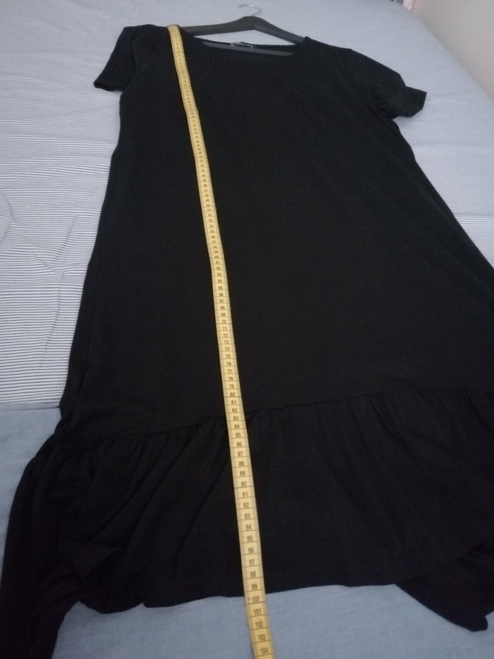 Siyah Kadın Midi Tişört Elbise - Görsel 5