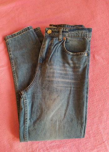 Düğmeli Loose Fit Midi Kadın Kot Pantolon