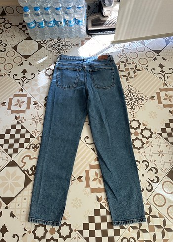 38 Beden Kadın Gri Mavi Bağcıklı Rahat Kesim Midi Kot Pantolon