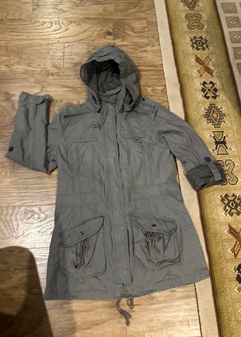 xl Beden gri Renk Gri Kapüşonlu Uzun Kadın mont parka