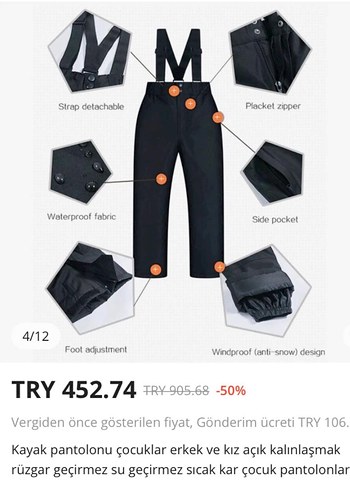 Diğer Çocuk Siyah Askılı Kışlık Tulum
