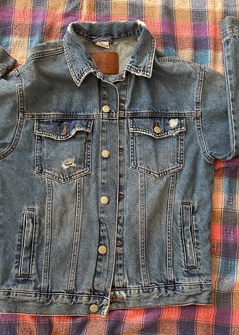 Düğmeli Kadın Mavi Denim Ceket