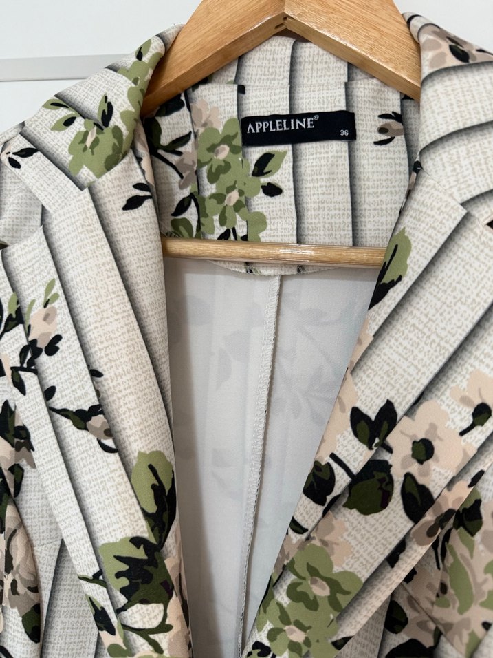 Çiçek Desenli Uzun Kadın Ceket - Görsel 2