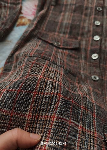 Düğmeli Kahverengi Midi Kadın sweat - Görsel 2