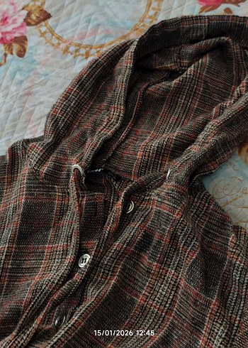 Düğmeli Kahverengi Midi Kadın sweat - Görsel 8