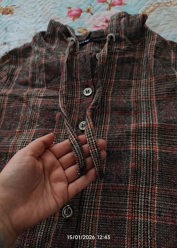 Düğmeli Kahverengi Midi Kadın sweat - Görsel 3