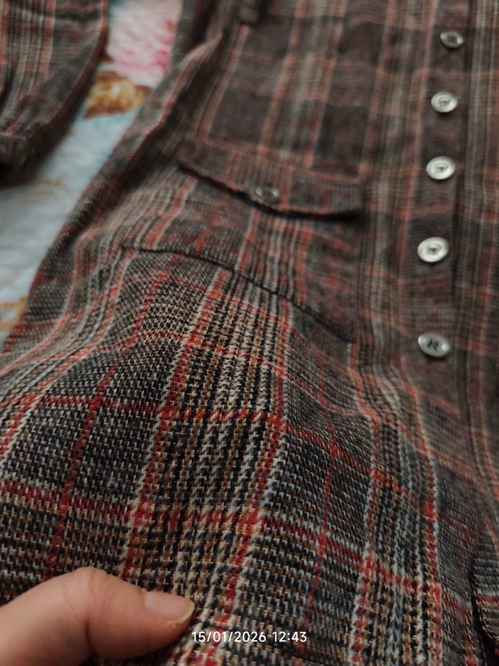 Düğmeli Kahverengi Midi Kadın sweat - Görsel 2