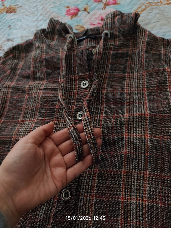 Düğmeli Kahverengi Midi Kadın sweat - Görsel 3