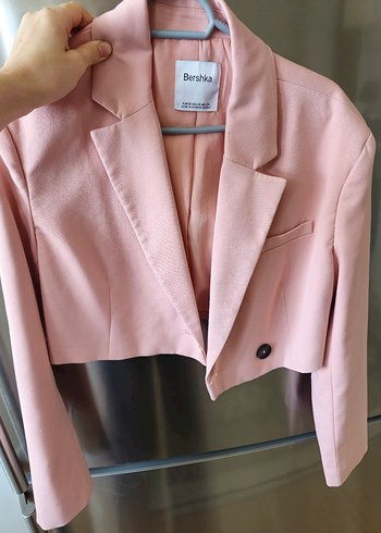 Bershka Toz Pembe Düğmeli Kadın Blazer Ceket