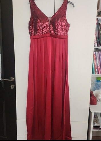 xl Beden bordo Renk Abiye elbise