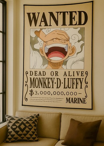 Monkey D. Luffy Wanted Temalı Duvar Kilimi