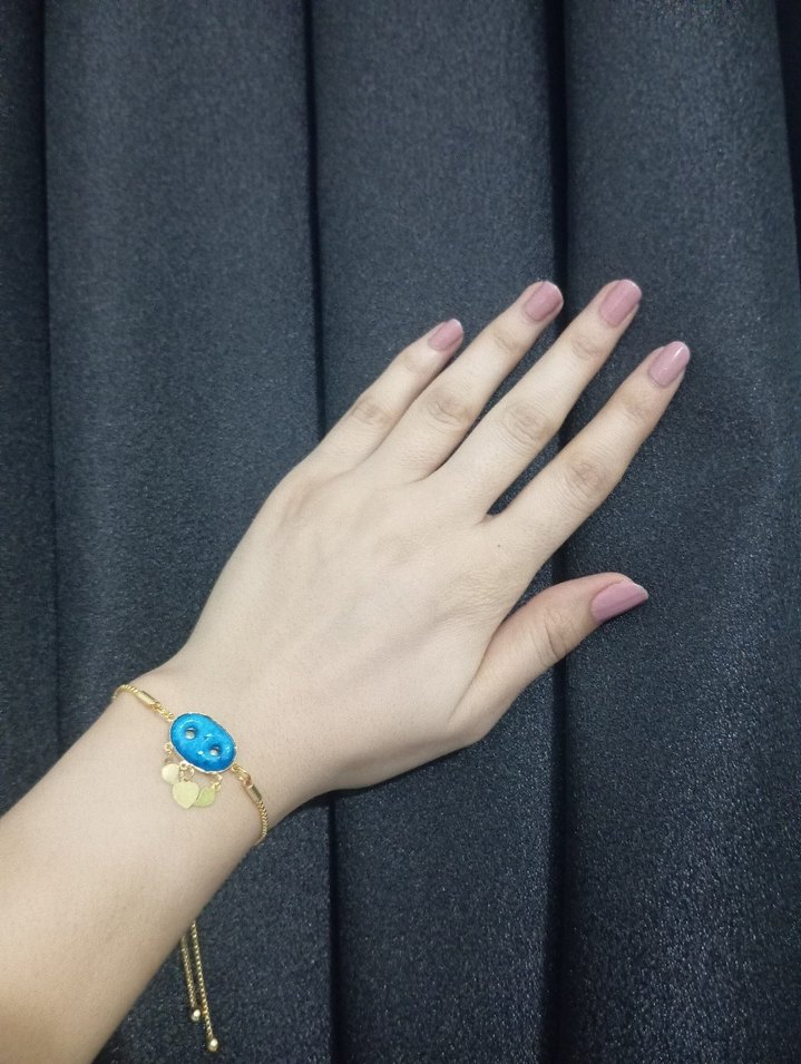 ortası gümüş zinciri çelik Firuze taşlı bileklik - Görsel 2