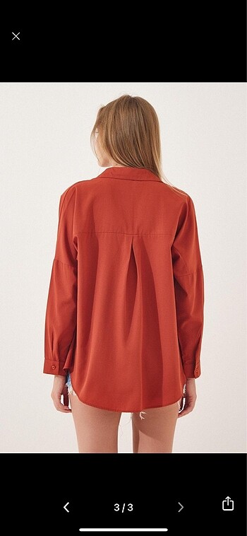 Kiremit rengi oversize basic gömlek