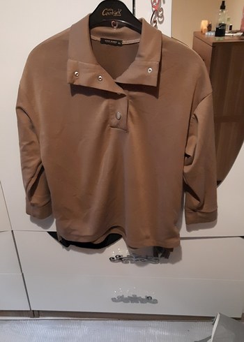 Bej Düğmeli Yaka Kadın sweat takim - Görsel 2