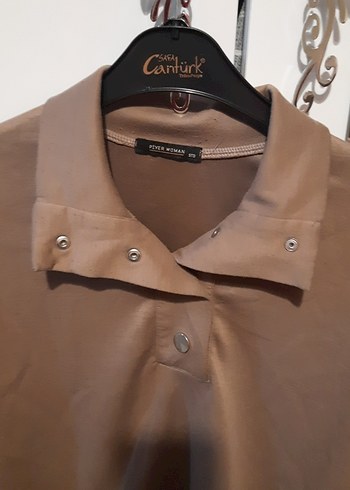 Bej Düğmeli Yaka Kadın sweat takim - Görsel 3