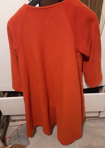 Kırmızı Uzun Kollu Düğmeli Kadın Kaban - Görsel 3