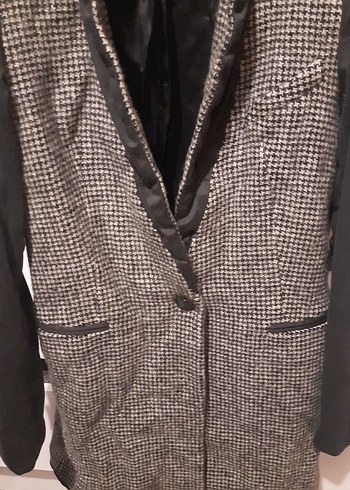 Düğmeli Gri Midi Kadın Ceket - Görsel 2