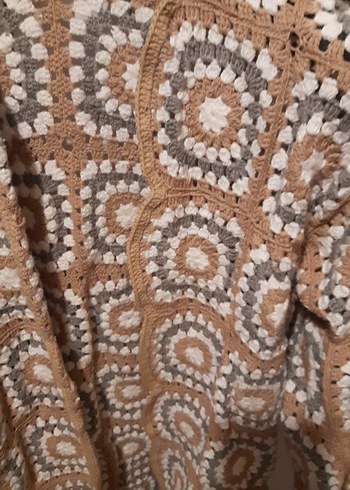 Uzun Kollu Bohem Desenli Örgü Hırka - Görsel 3