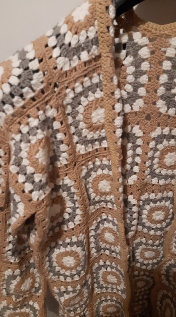 Uzun Kollu Bohem Desenli Örgü Hırka - Görsel 2