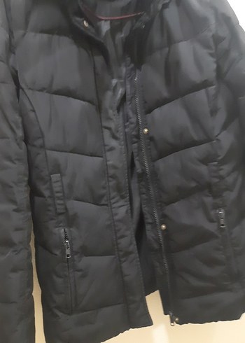 Düğmeli Siyah Kadın Kışlık Mont - Görsel 2