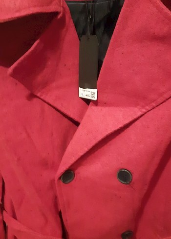 Kırmızı Süet Kadın Trençkot - Görsel 2