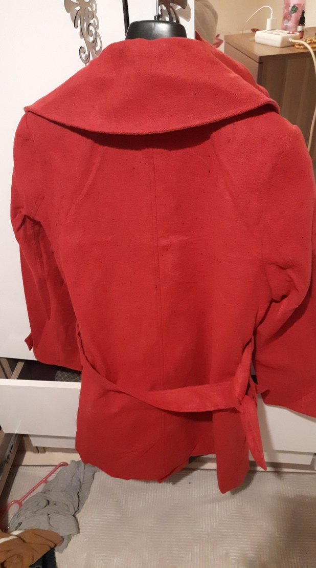 Kırmızı Süet Kadın Trençkot - Görsel 4