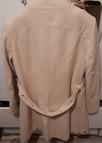 Bej Süet Düğmeli Uzun Kadın Kaban armagan marka - Görsel 4