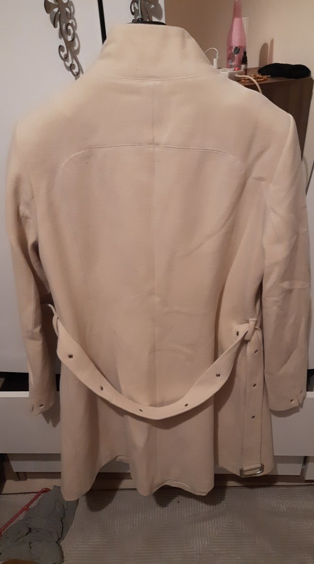 Bej Süet Düğmeli Uzun Kadın Kaban armagan marka - Görsel 4